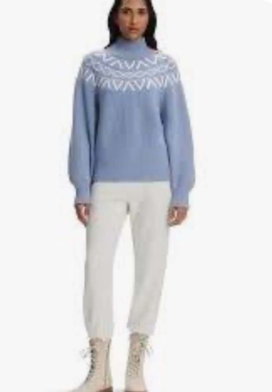 Varley Marcie Fair Isle Yoke Mock Neck Knit Sweater